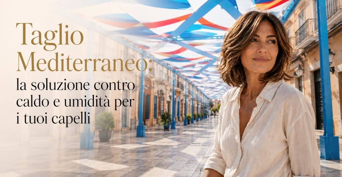 Con l'afa i capelli si gonfiano e perdono forma. Il Taglio Mediterraneo è la soluzione per aiutare i capelli ad affrontare questo clima umido